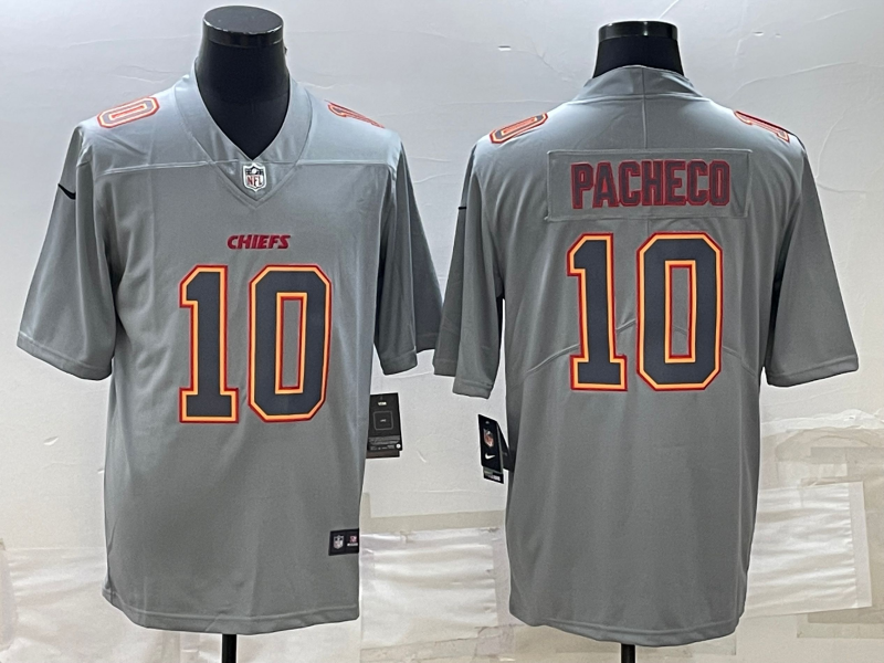 Men's Kansas City Chiefs #10 Isiah Pacheco Gray Atmosphere Fashion Stitched Jersey